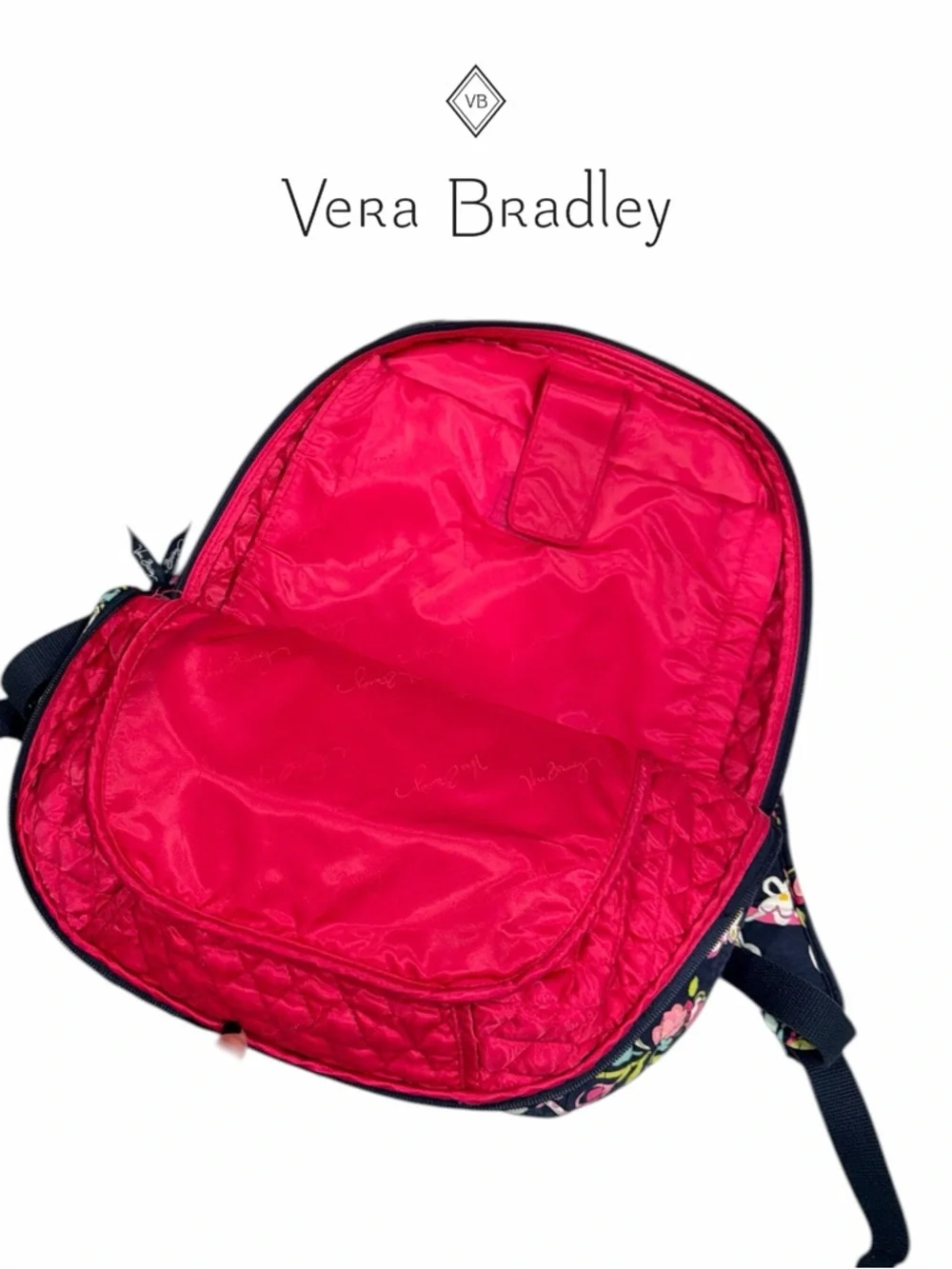 Vera Bradley Pretty Posies Navy Floral Quilted Backpack‎